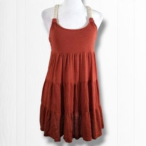 Forever 21 Women's Orange Red Braided Racer Back Pleated Halter Top Size Small